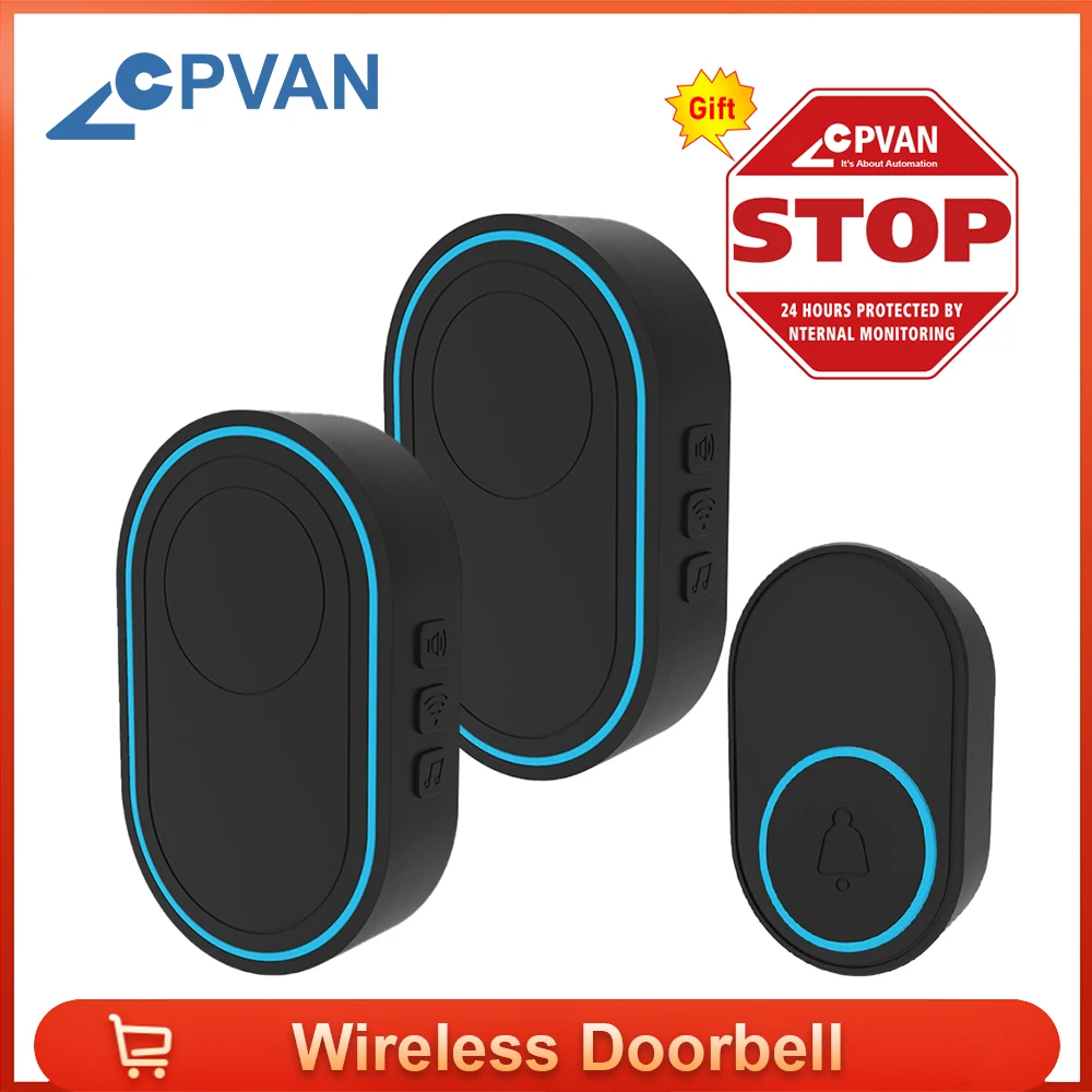 

CPVAN Home Wireless Doorbell 433Mhz Welcome Friend Smart Doorbell 300Meters Long Distance 38 Songs 5 Level Volumes Door Chimes