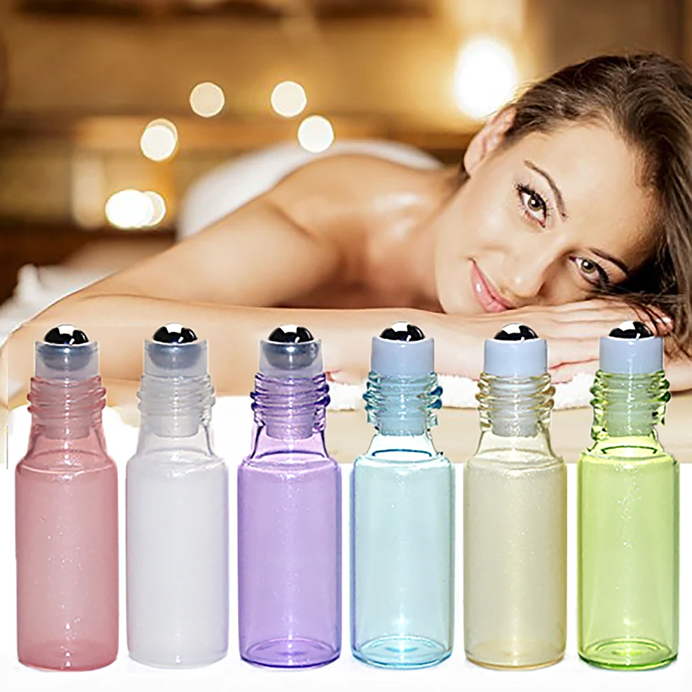 6 шт. 5 мл пустой Янтарный стеклянный рулон эфирного масла бутылки Флаконы с