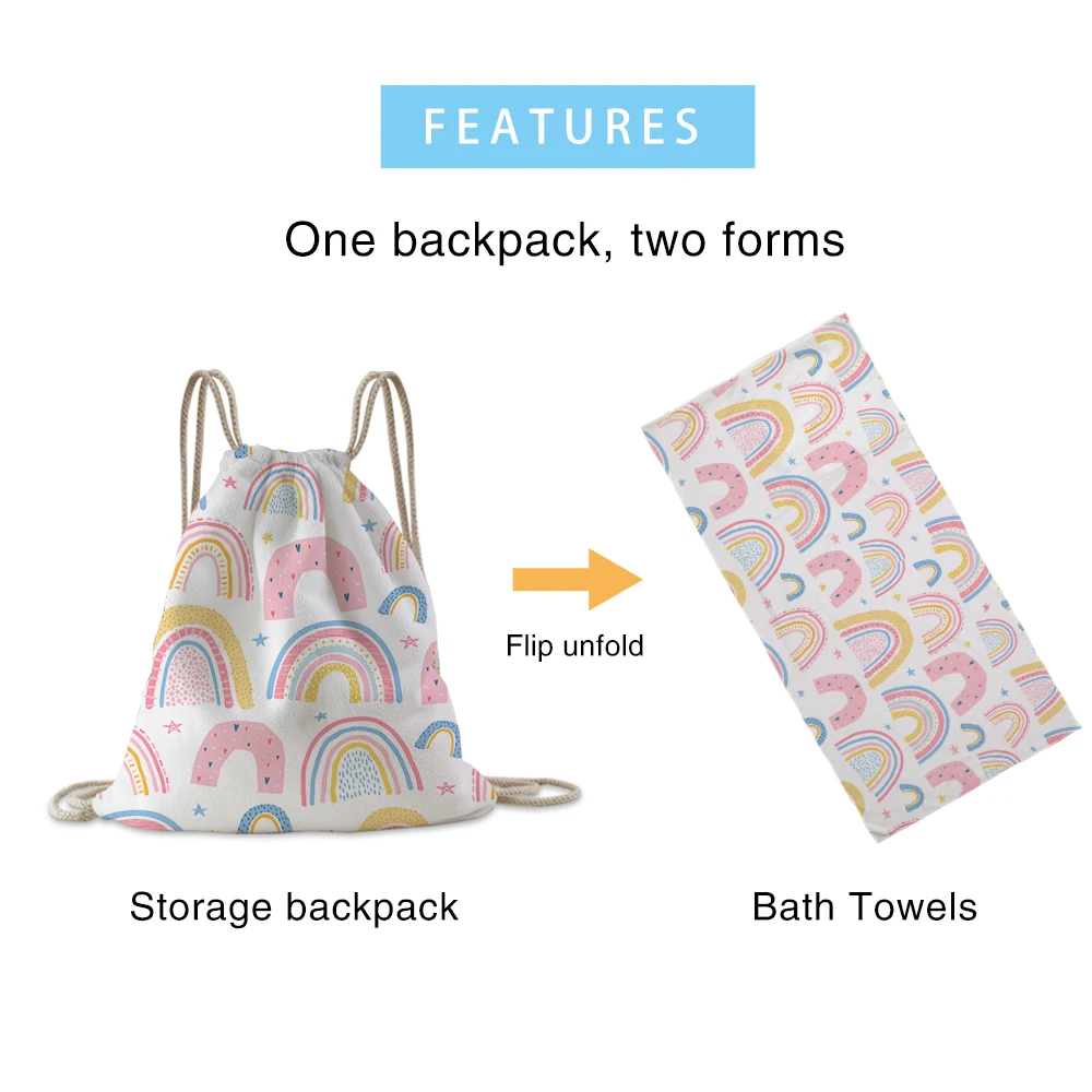 

Silstar Tex Popular Light Colors Rainbow Patterns Series Favorite Kids Beach Bath Towel Sets For Family Trip