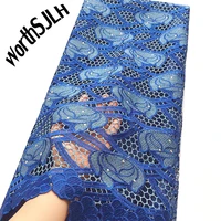 royal blue nigerian lace fabric 2020 high quality embroidered african fabric lace material swiss guipure cord lace fabric