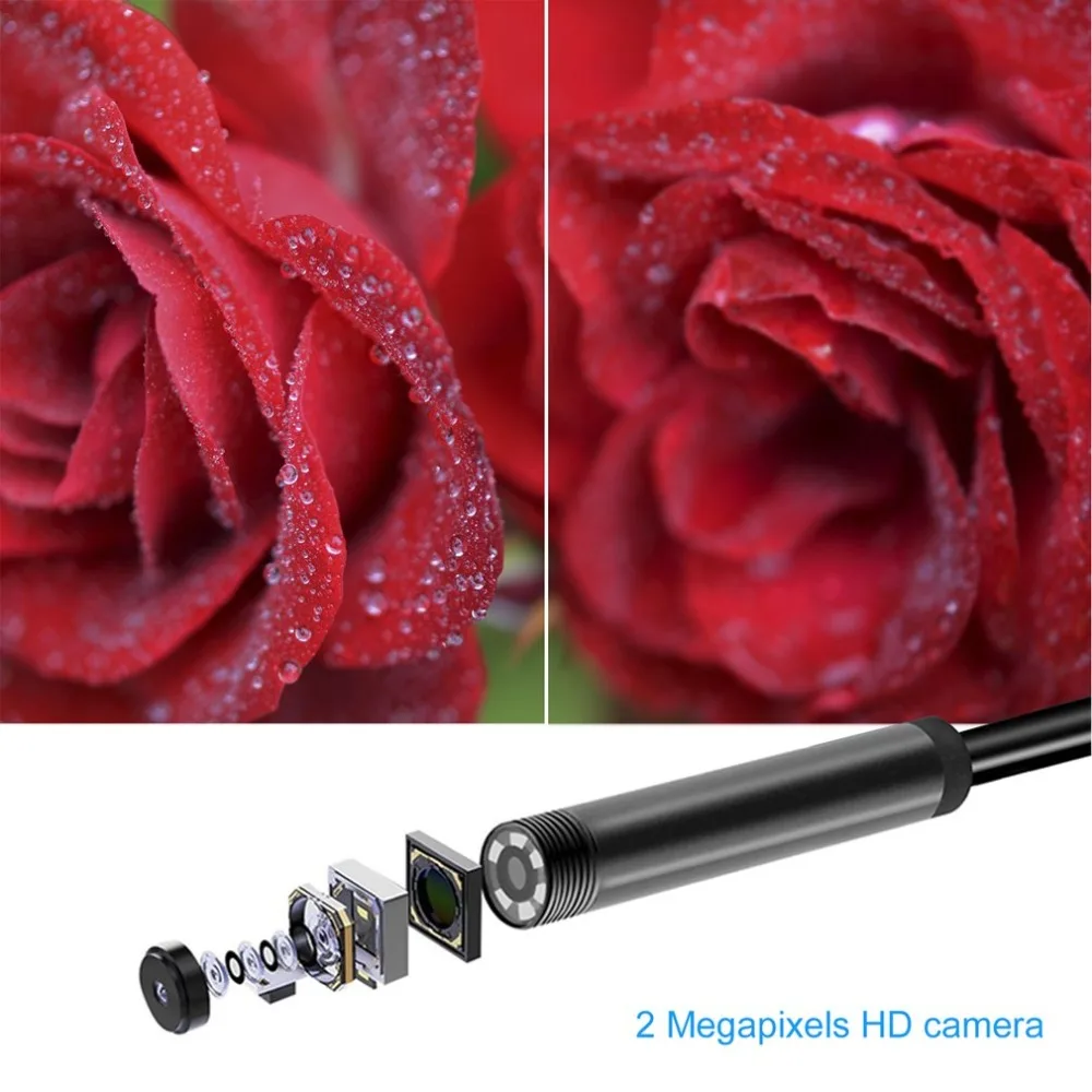 OUTAD беспроводной Эндоскоп 2MP HD1200P Wifi USB бороскоп Водонепроницаемая Инспекционная камера полужесткая Гибкая змеиная камера 5 метров