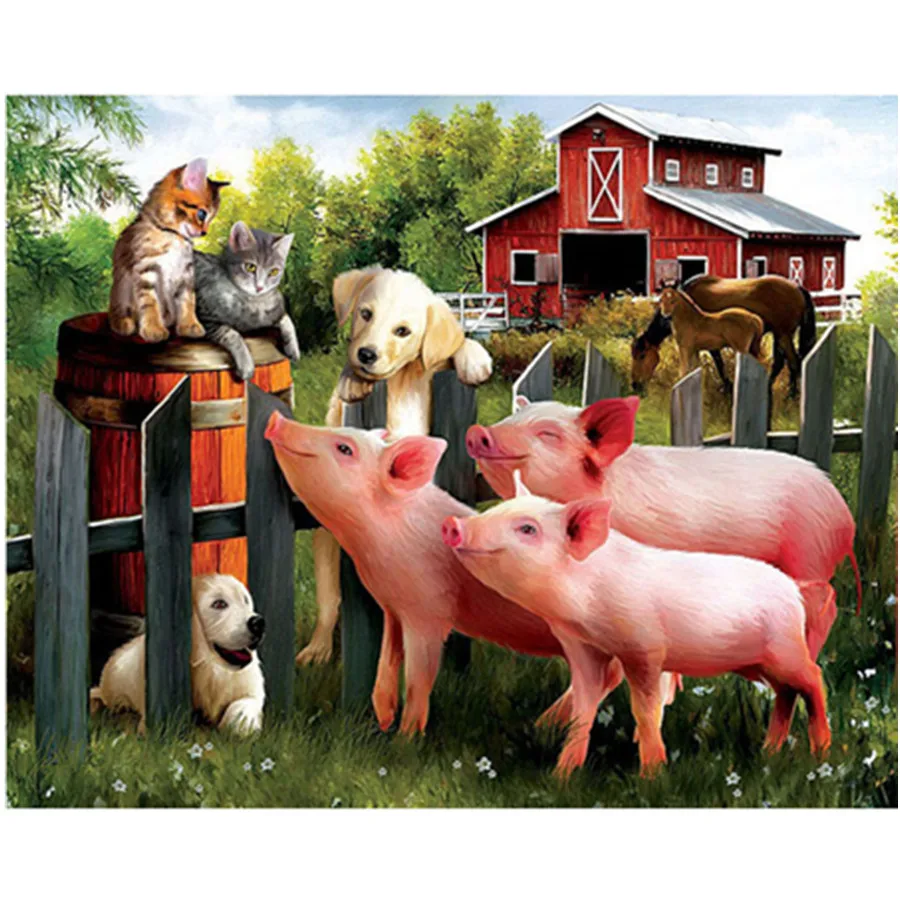 

Алмазная живопись "сделай сам" 5D, бриллиантовая картина, полная круглая картина, животное, ферма, вышивка крестиком, мозаика, стразы, домашни...