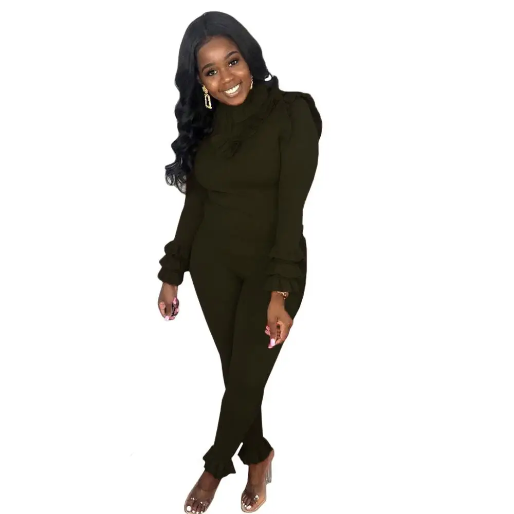 Женский комплект из двух предметов с длинным рукавом 2 вязаный свитер и штаны