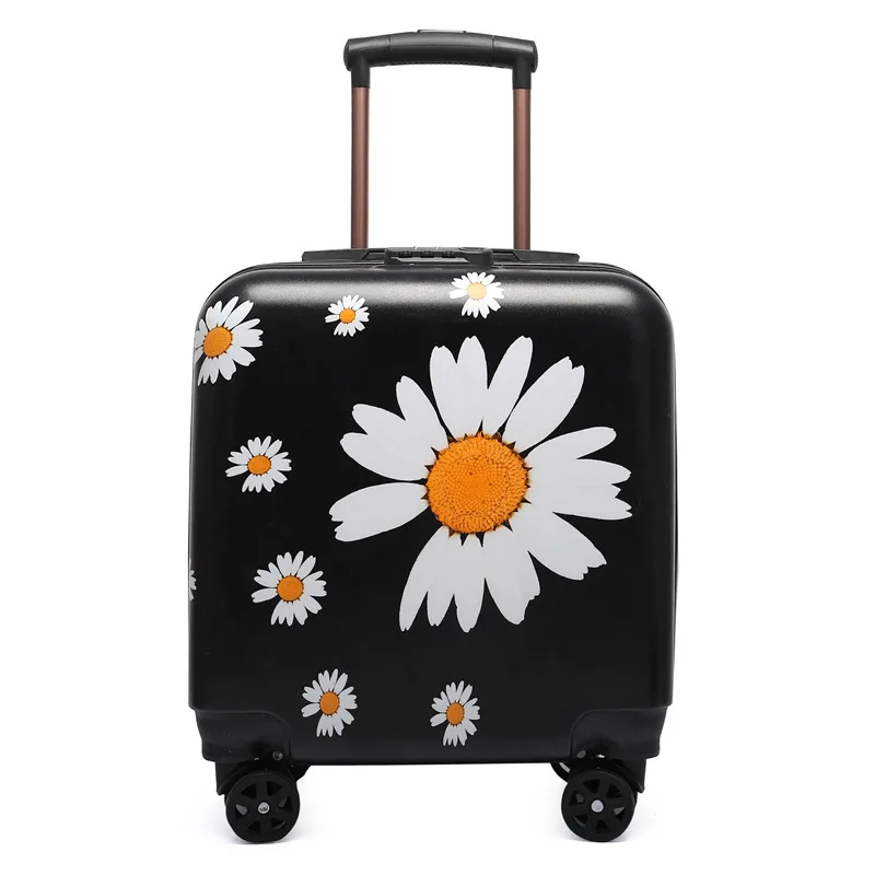 

2021 Leisure Lovely Small Size Portable Cartoon Flower Trolley Luggage Travel Carry on Suitcase Spinner Wheels Rolling Luggage