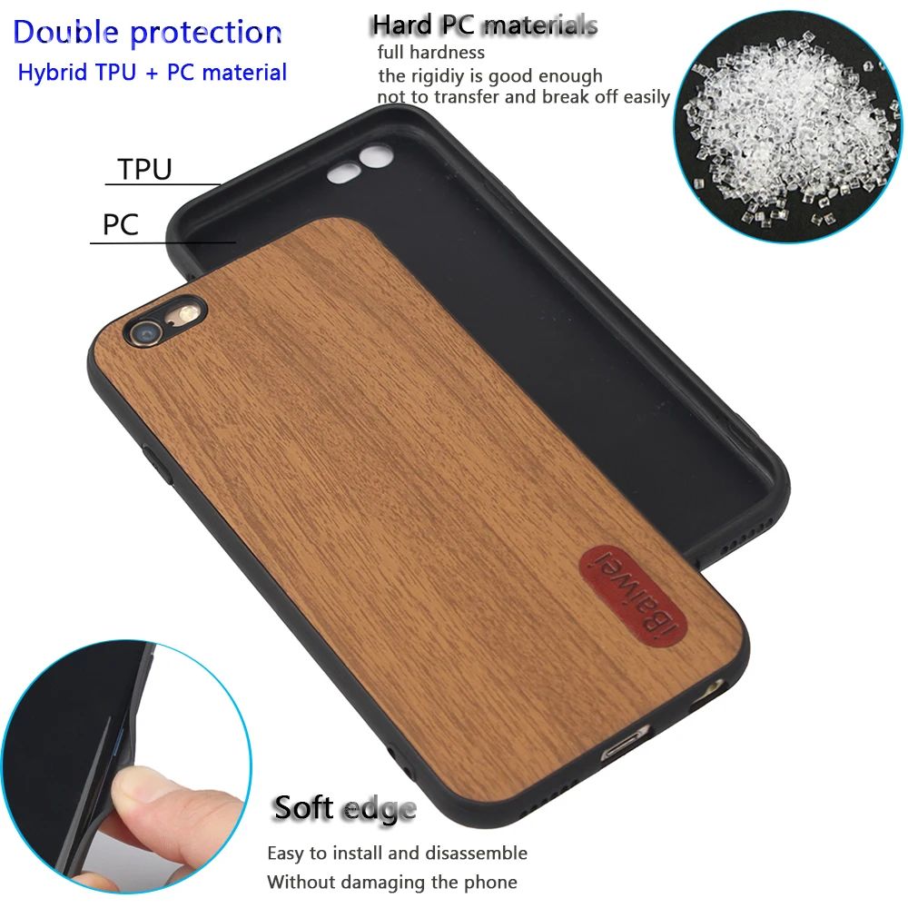 Чехол для телефона с деревянным дизайном iPhone 6 6S задняя крышка Мягкий ТПУ