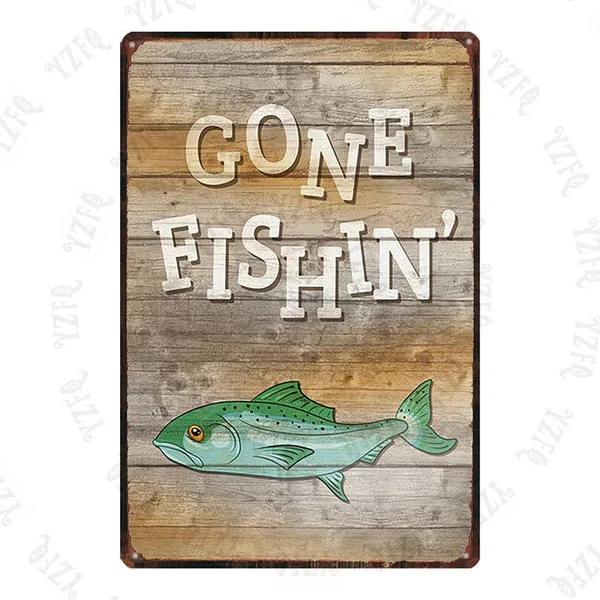 

Fisherman's Rule Metal Sign Bass Fishing Decorative Signs Shabby Chic Wall Home Craft Cafe Music Bar Decoration DU-5292A