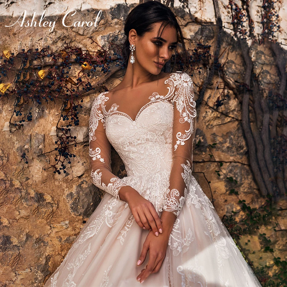 Свадебное платье с длинным рукавом Ashley Carol 2020 романтичное пляжное ТРАПЕЦИЕВИДНОЕ