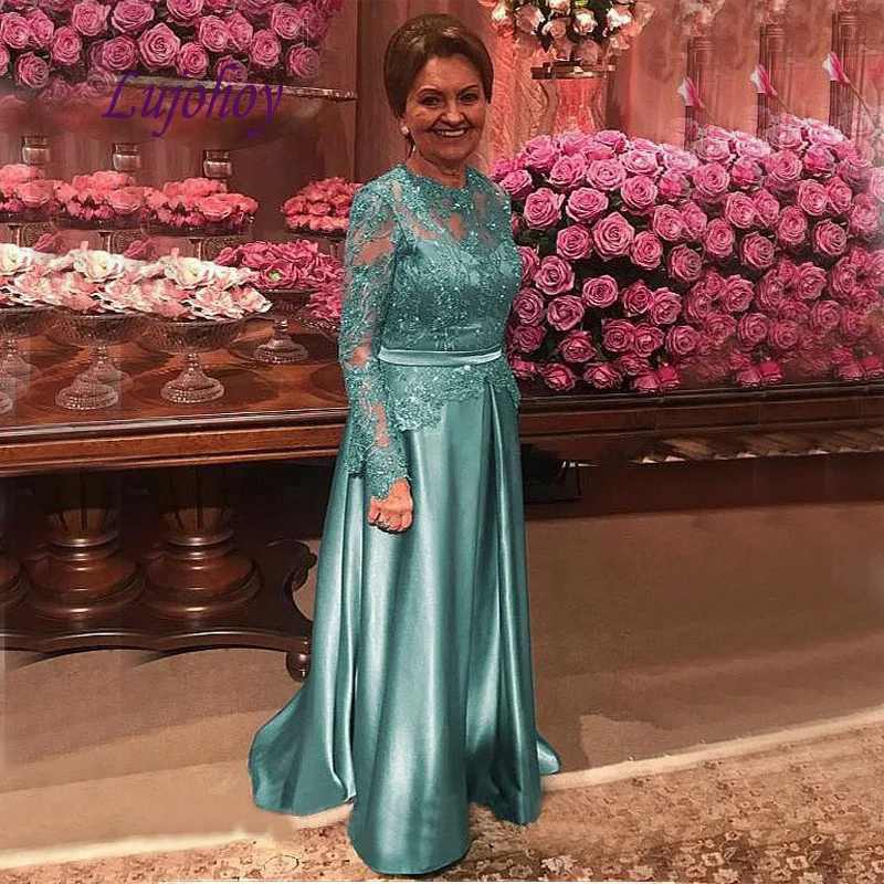 Платья матери невесты с длинным рукавом кружева размера плюс для свадьбы