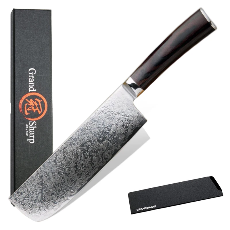 GRANDSHARP Nakiri шеф-поварские ножи японский дамасский стальной vg10 дамасский кухонный нож инструменты для приготовления пищи разделочные мясной овощной нож