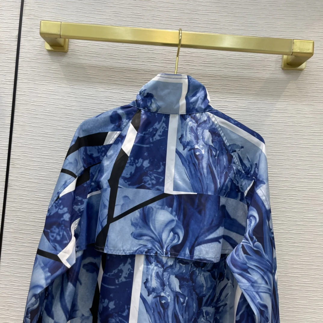 

2021 new women high-quality fashion long-sleeved stand-collar sunscreen print coat 0430
