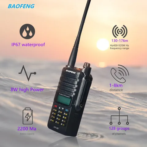 Радио baofeng UV-9R Автомобильная рация мобильное Радио 8 Вт Высокая мощность 67 класс водонепроницаемости для использования вне помещений
