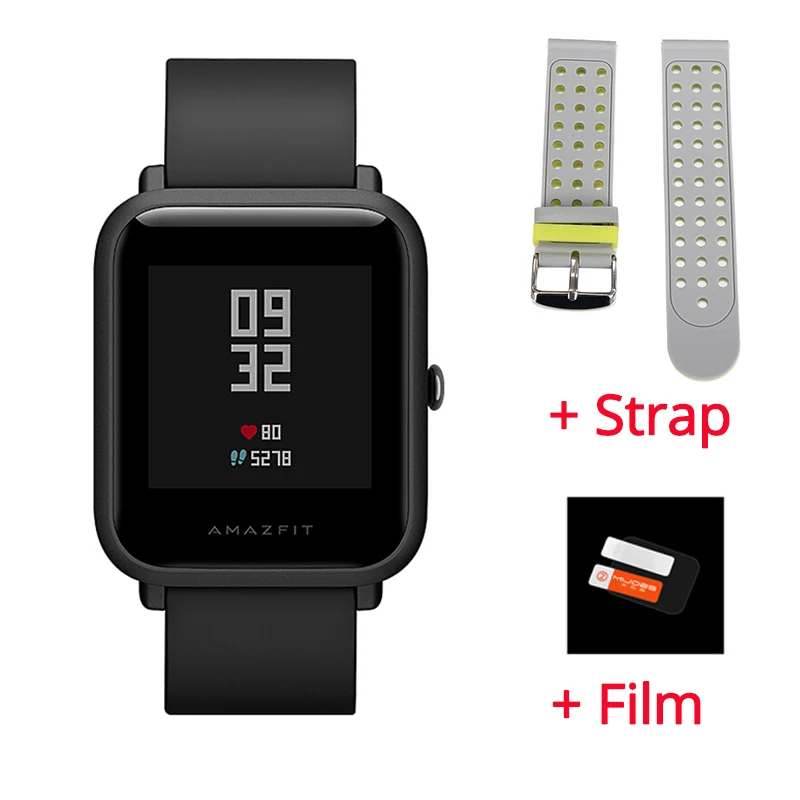 Оригинальные Huami Смарт-часы Amazfit Bip Amazfit PACE Lite Youth Verison IP68 Водонепроницаемые ГЛОНАСС+ gps 45 дней работы от батареи - Цвет: black n gray