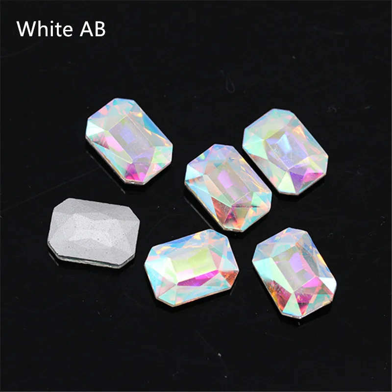 10 шт./упак. 6*8 мм ногтей Стразы прямоугольник острым дном с украшением в виде