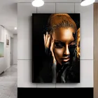 Африканская черная Золотая обнаженная женская Картина на холсте в гостиную фигурки плакаты и принты Скандинавская Настенная картина декоративные картины