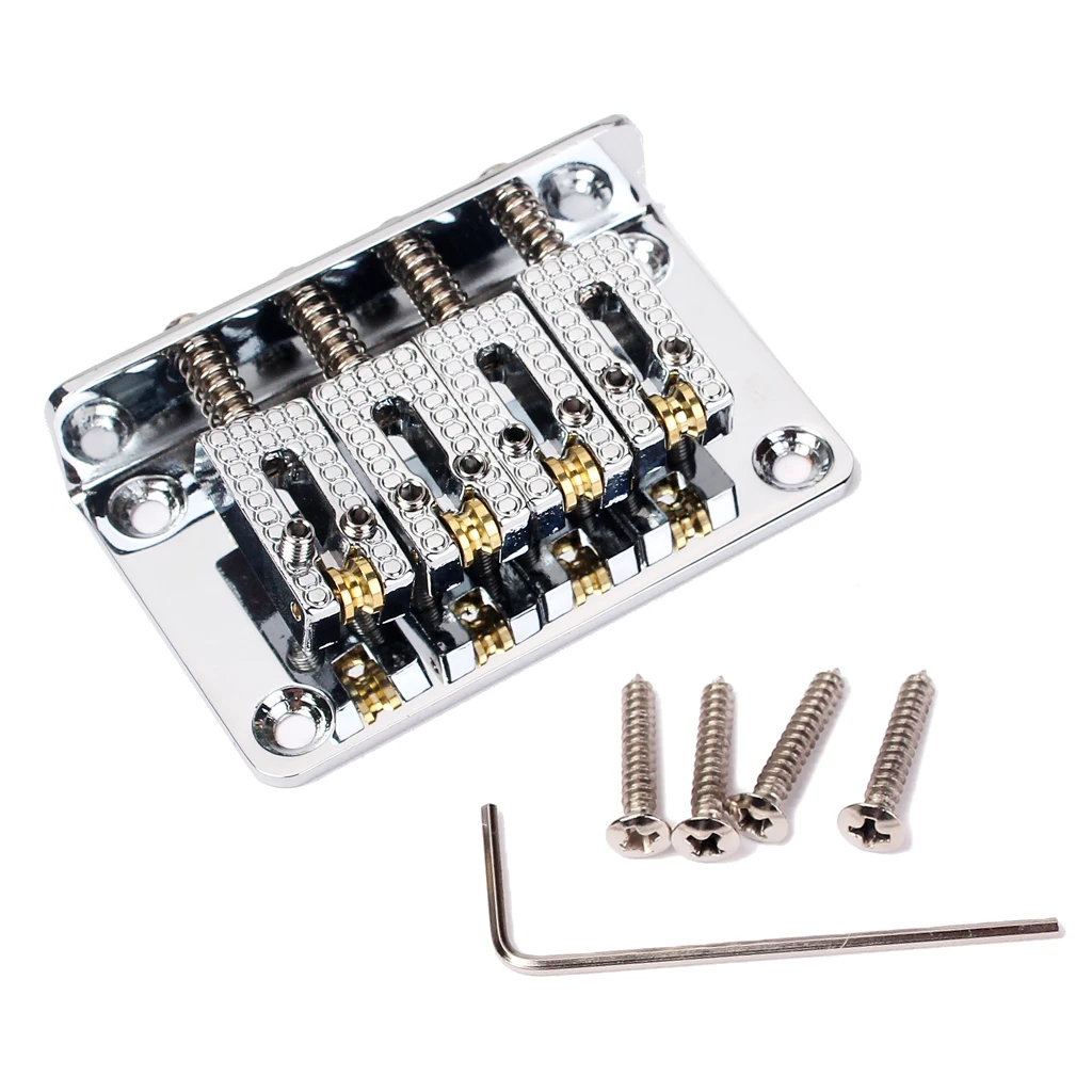 

4-String Top Load Roller Saddle Bridge with Mounting Screws Wrench for Cigar Box Guitar/Ukulele