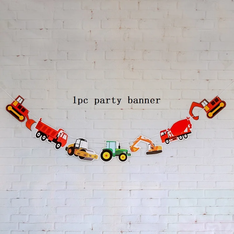 1pcs banner 4 24 шт. кекс Топпер строительство тематическая вечеринка на день рождения с днем рождения баннер мультфильм автомобиль флаг с надписью для мальчика день рождения торт - Цвет: 1pcs banner 4