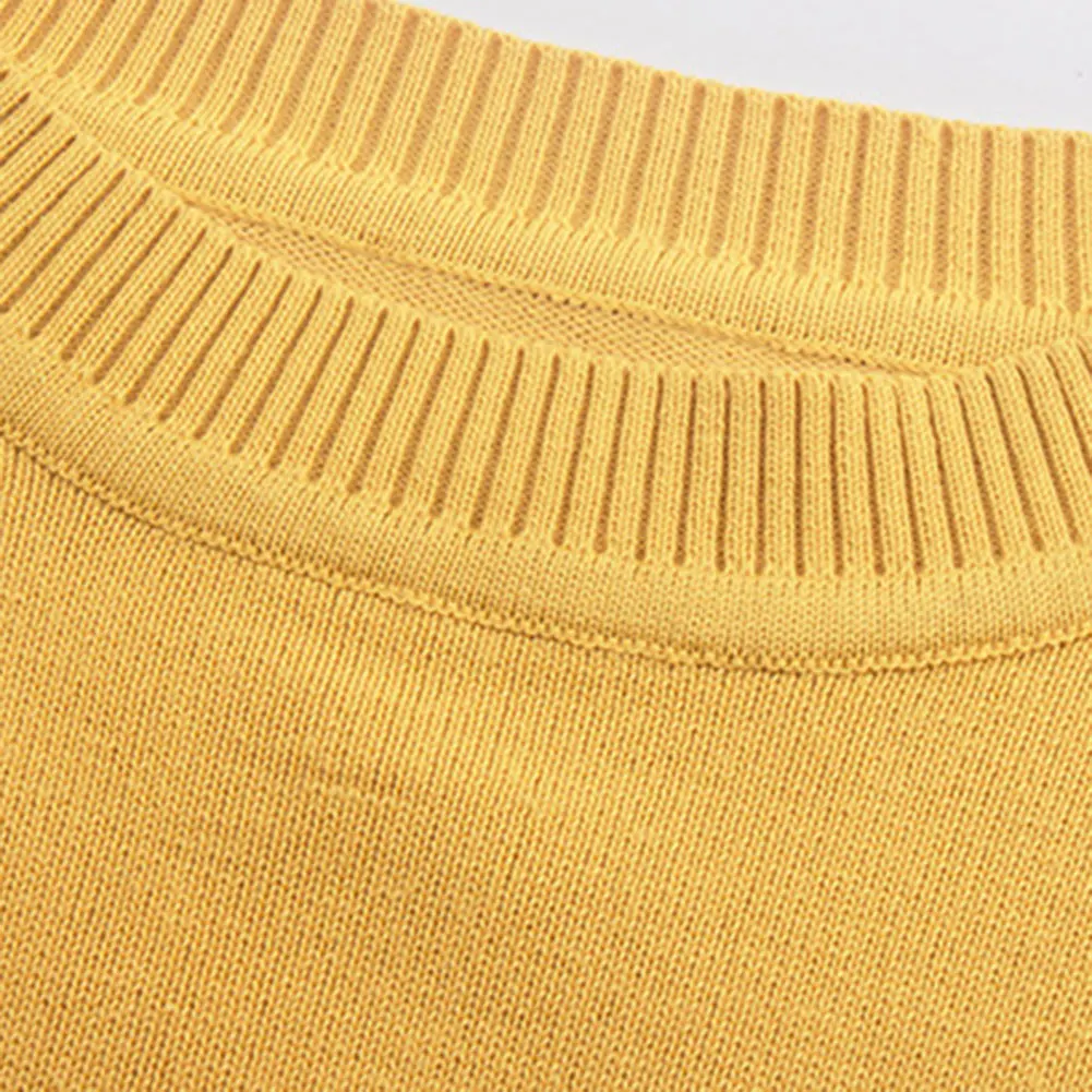 Женский полосатый пуловер вязаный свитер с круглым вырезом и длинным рукавом