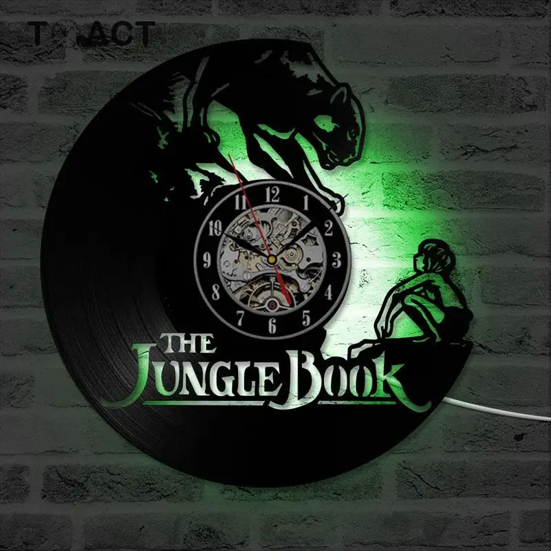 Настенные часы в виде книги джунглей современный дизайн Светящиеся с