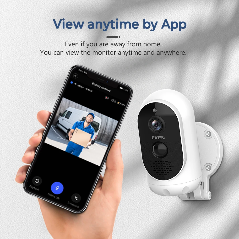EKEN AStro 1080p аккумуляторная камера с солнечной панелью IP65 Wi Fi погодозащищенная