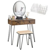 vanity makeup dressing table w 3 lighting modes mirror touch switch rustic hw66088tn