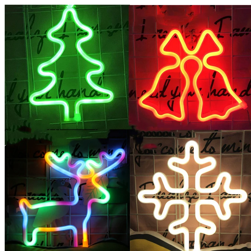 

Wall Hanging Decor Christmas Party Decoration LED Neon Sign Light Love Heart Elk Wedding Holiday Lighting Neon Night Lamp Gifts