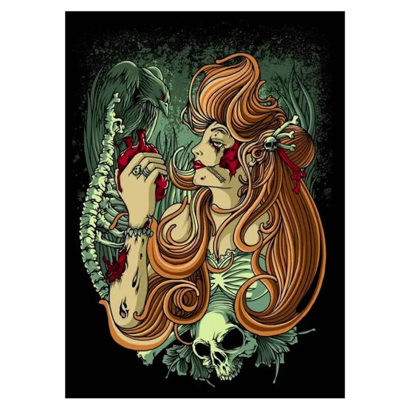 

Алмазная мозаика 5D «сделай сам», полное покрытие, круглые/квадратные, с рисунком сердца, вороны, женщины, черепа, 3D вышивка крестиком, стразы,...