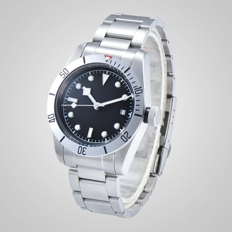 ЧАСЫ 41 мм Бесплатная доставка Дайвинг автоматический механизм Bay серебряный