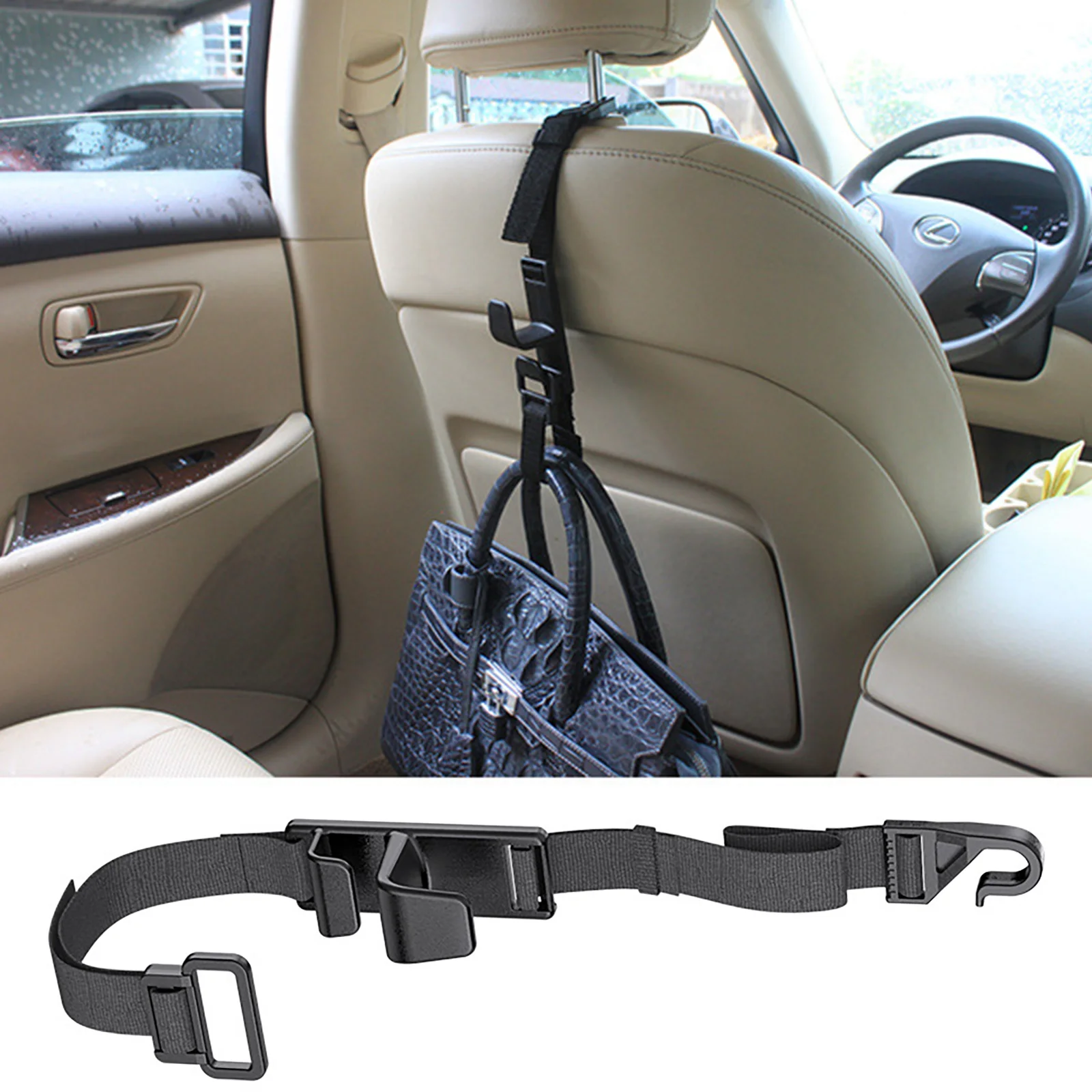 

1PC Universal Car Seat Back Hook Adjustable Auto Fastener Clip Grocery Bag Hanger Holder Car Headrest Hanger Car Accessories