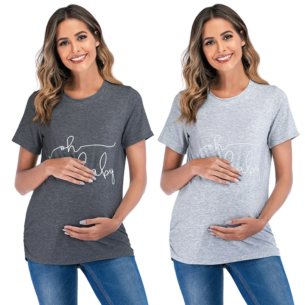 

SAGACE Blouse Top For Women Pregnancy Clothes Fashion Letter Print Short Sleeve Shirt Maternity Fashion T-Shirt Plus Size