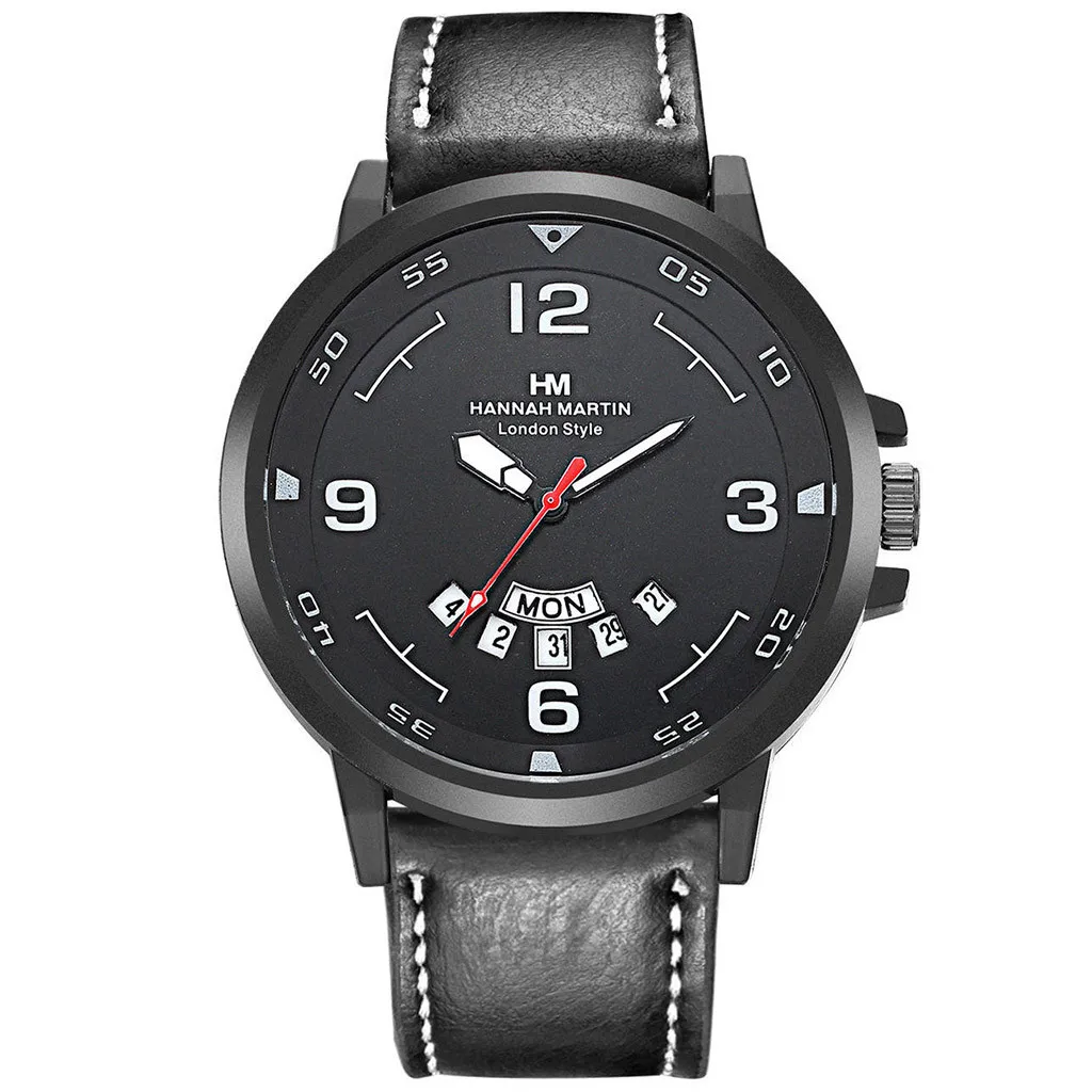 Мужские часы с хронографом модные классические спортивные кожаным ремешком и