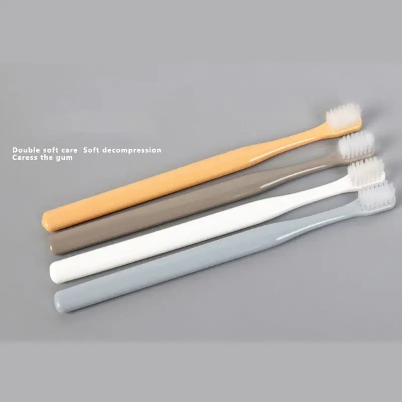 

4Pcs/Set Japanese Family Small Head Toothbrush Soft Nylon Bristles Plain Solid Color Handle Oral Care Clean Tool Portable Random