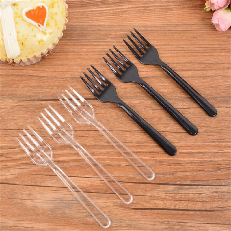 

50/95Pcs/pack Clear Transparent Disposable Forks For Party BBQ Sticks Picks Skewer Set Home Dining Plastic Food Cake Fruit Fork