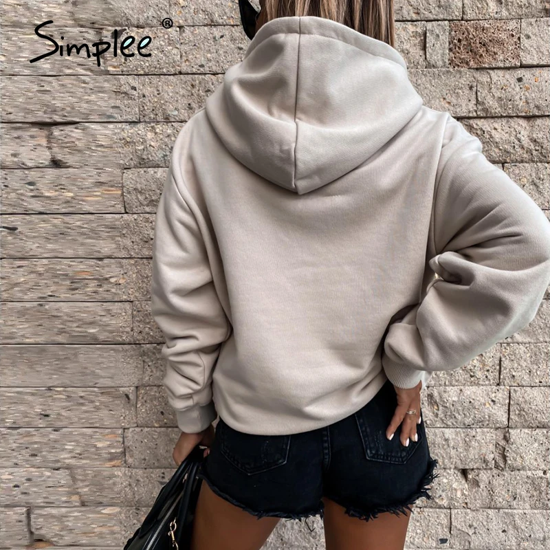 Simplee Pink Hoodie Sweatshirt women Long sleeve casual Kpop clothes Female hoodie autumn winter Pullover Fashion sweatshirt New | Женская
