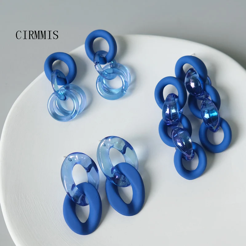 

CIRMMIS Fashion New Acrylic Romantic Drop Earrings For Women Luxury Cute Blue Vintage Earring Handmade Trendy Jewelry Accessory