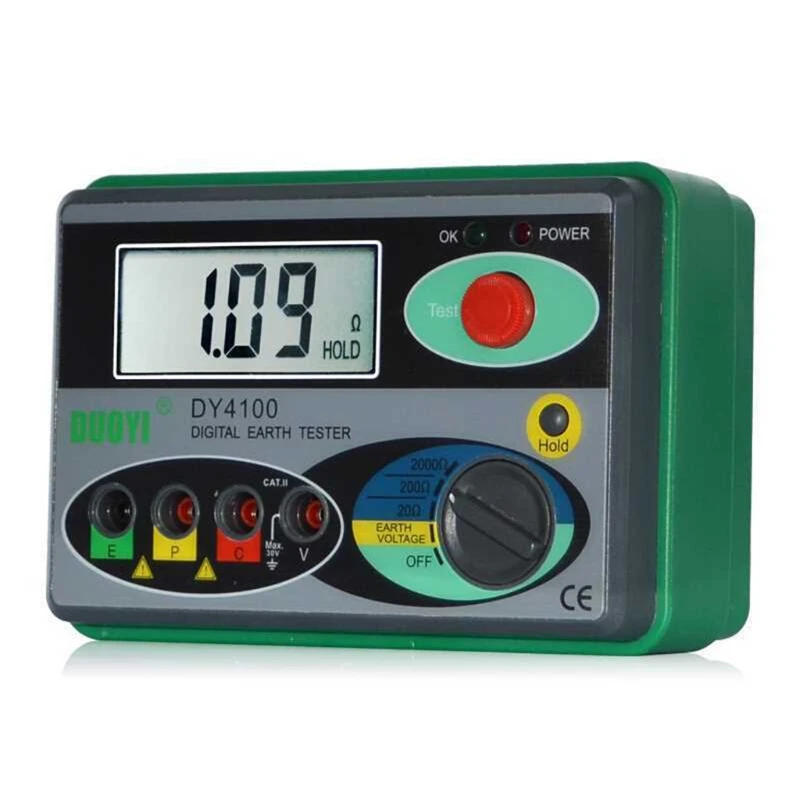 

E5BE Digital Earth Ground Resistance Tester Multimeter Power Systems Inspection Tool Resistance Measurer 0-2000 Ohm