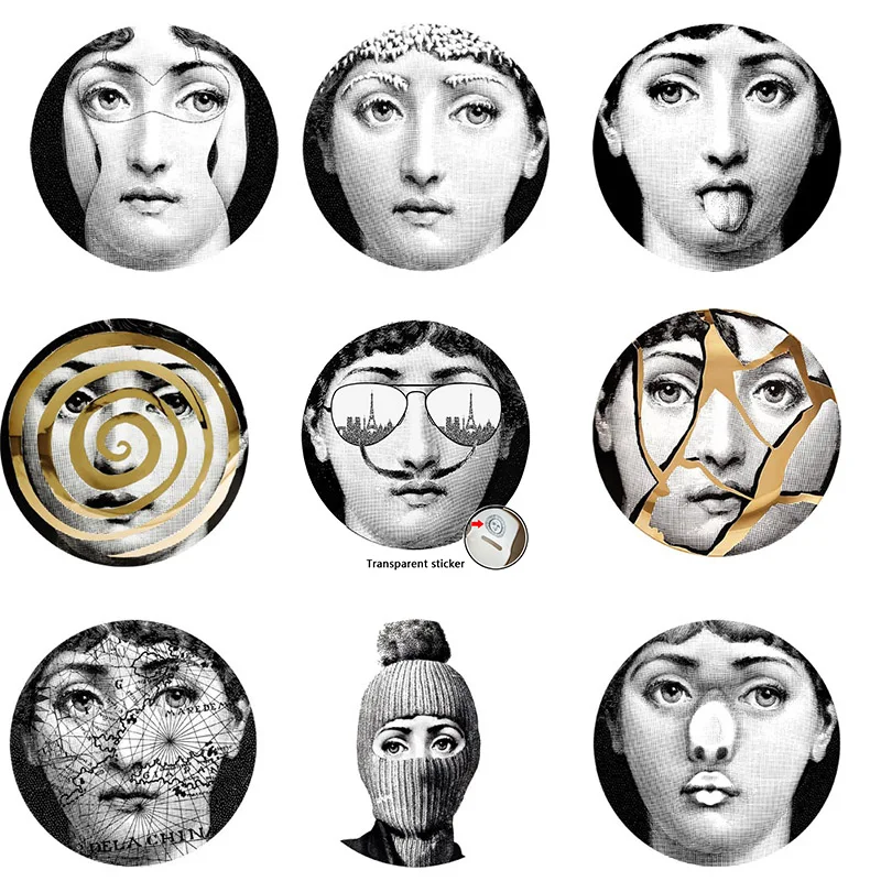Милан Италия дизайнер fornasetti таблички узор обои разделенные картины настенные наклейки DIY Украшение стены 8 дюймов - Цвет: 24