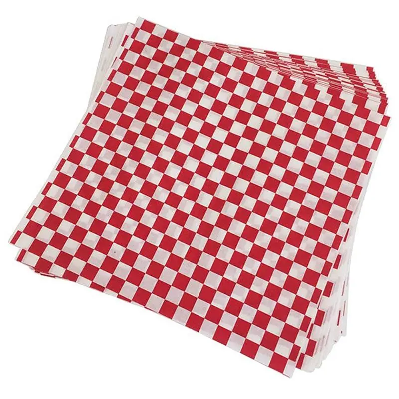 

100 PCS checkered deli candy basket liner Food Wrap Papers, Fat Repellent, Sandwich Burger Packing, Red and White