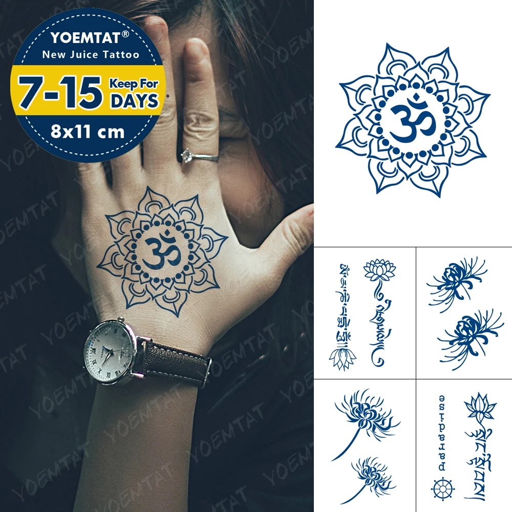 

Juice Lasting Waterproof Temporary Tattoo Sticker Mandala Flower Henna Flash Tattoos Female Arm Thigh Body Art Fake Tatoo Male
