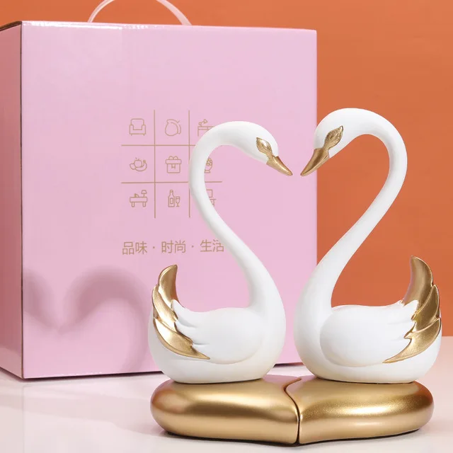 Скандинавский орнамент Лебедь влюбленной пары из смолы домашняя гостиная