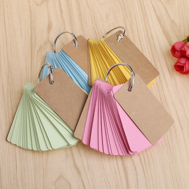 High Quality Kraft Paper Binder Ring Easy Flip Flash Cards Study Memo Pads DIY Stationery | Канцтовары для офиса и дома