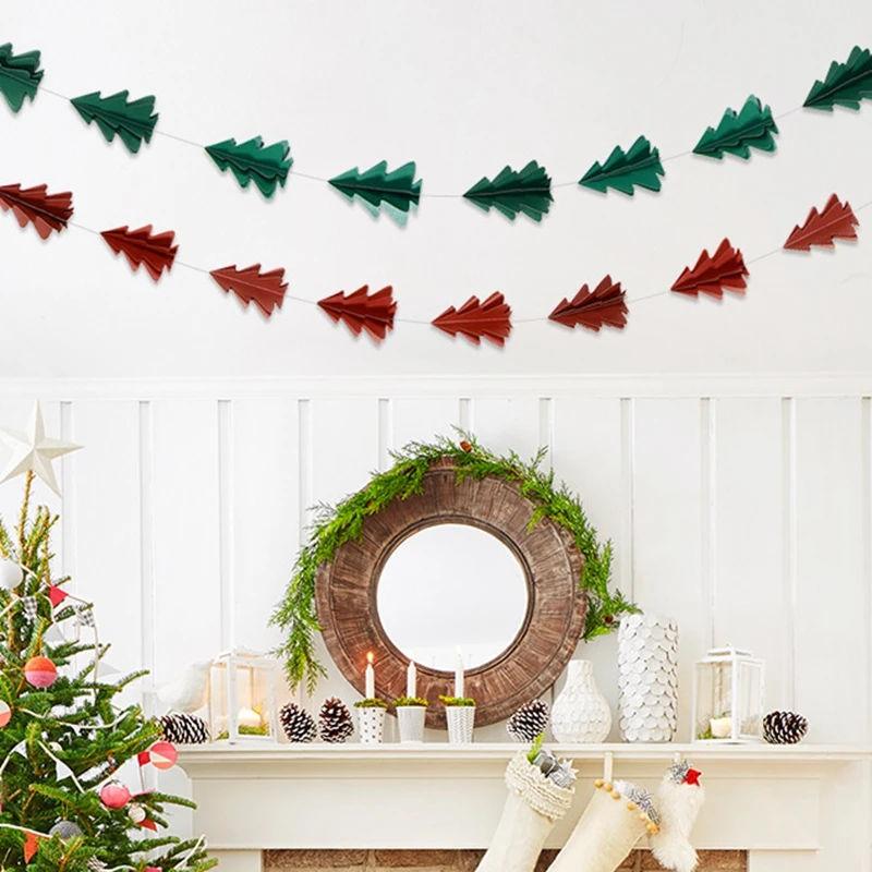 Набор из 2 трехмерных мини елка в форме бумажных струн Потяните Цветок Подвесные