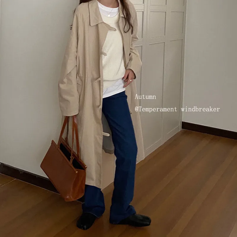 

Alien Kitty Korean Vintage Medium Length Trench Coat Drawstring Waist Fashion Slim 2020 Women Versatile Casual Trench Coat