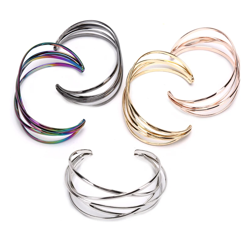 

Hot New Multilayer Geometry Hollow Out Cuff Bangle Vintage Punk Bracelets & Bangles For Women Jewelry Wholesale