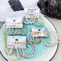 women elegant white pearls round hoop earrings girl birthday party big pearl circle round earrings wedding fashion jewelry