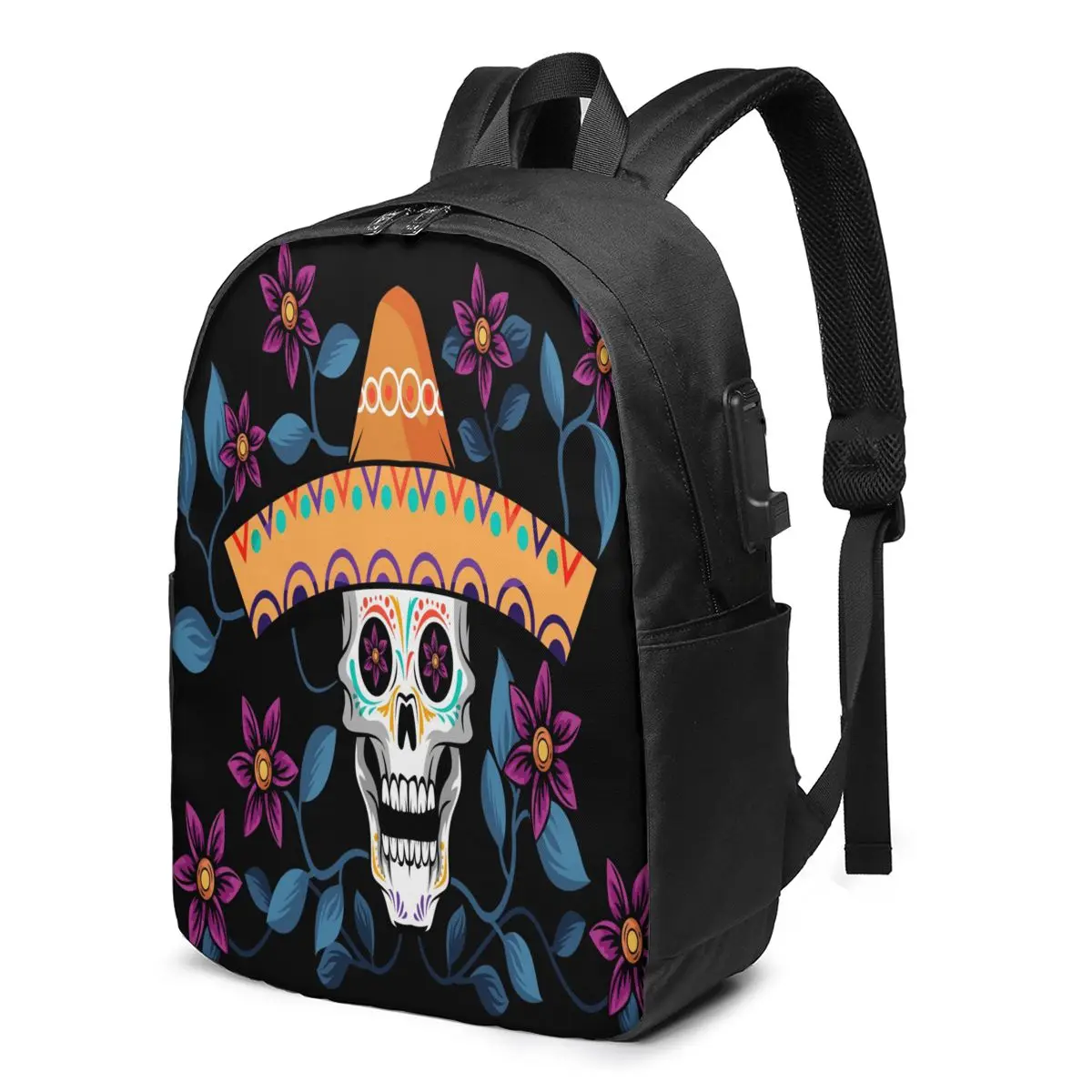 

Teenage Backpack for School Boy Girl Day Dead Skull School Bag USB Charging Bookbag