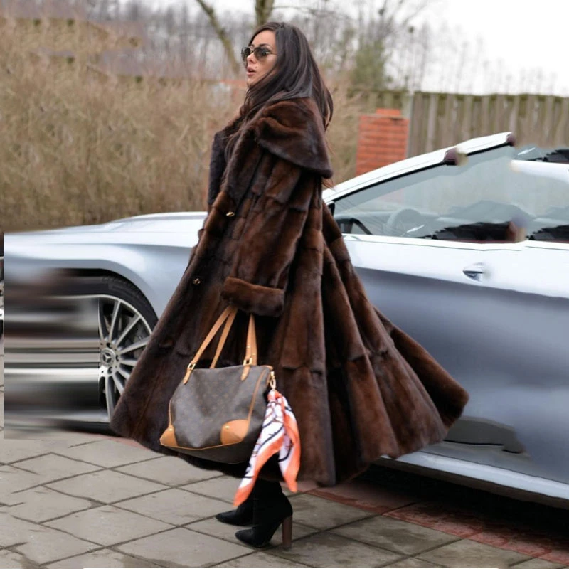 TOPFUR New Luxurious Real Mink Fur Coat Women Natural Real Fur Outwear With Belt Genuine Mink Fur Jacket Plus Size Solid