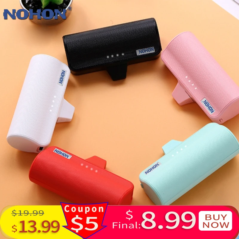 Портативное зарядное устройство NOHON Mini USB Type C 3000 мАч с функцией быстрой зарядки