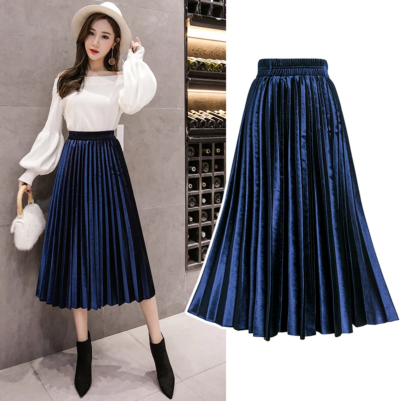 

Юбка женская, длинная, плиссированная, с высокой талией, Осень-зима, узкая юбка