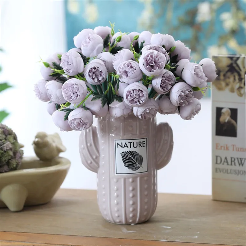 Imixlot чайная роза букет Мини Искусственные цветы для дома Фестиваль Сделай сам