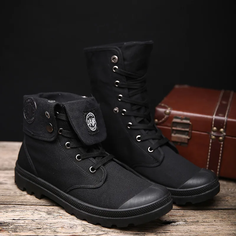 

All Black Men Shoes New Fashion High Top Sneakers Men Casual Canvas Shoes Boys Zapatos De Hombre Military Boots Tenis Masculino
